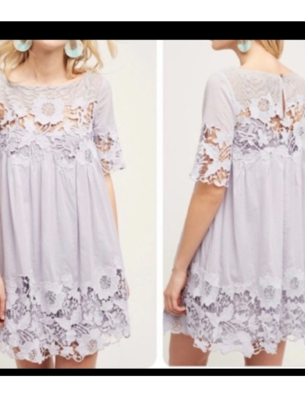 Anthropologie Holding Horses Magnolia Cotton Babydoll Lace Lilac Purple Dress, 4